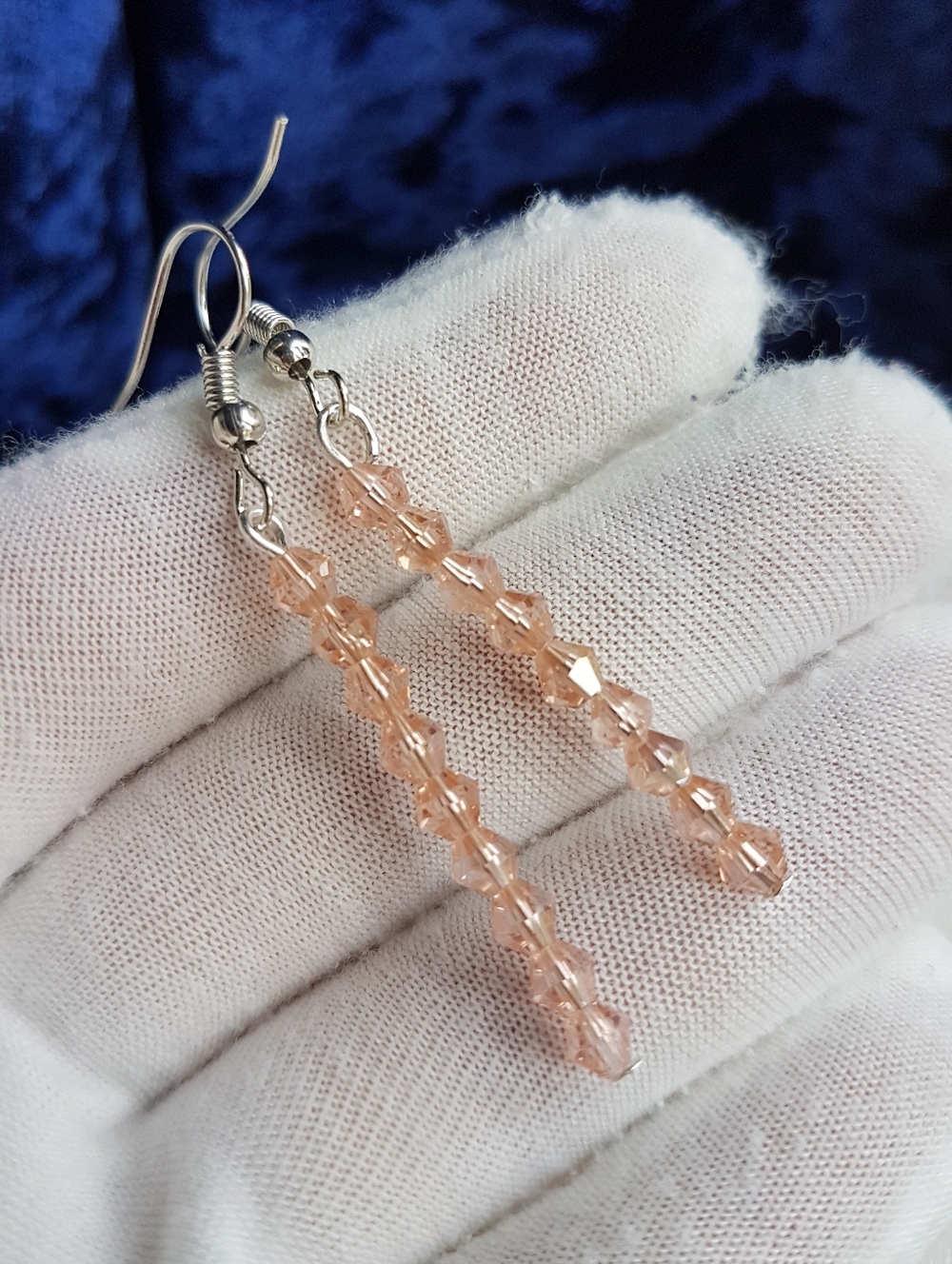 Swarovski Elements Light Pink Crystal Linesr Drop Earrings NEW